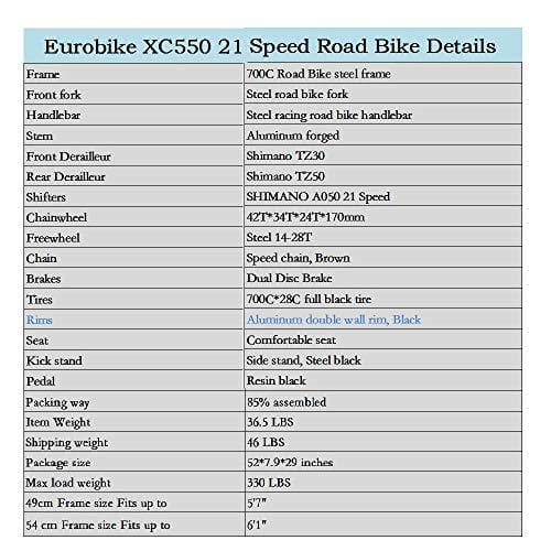 Eurobike Road Bike TSM550 Bike 21 Speed Dual Disc Brake 700C Wheels Road Bicycle 49cm Spoke Wheel