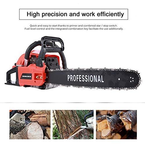 IOOkME-H 20" 62CC Gas Chainsaw Single Cylinder Automatic Chain Oiler, Professional Great Handbar Electric Chain Saws (Red)