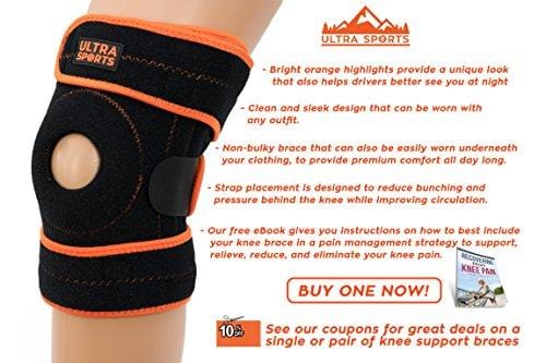 Knee Brace for Running, Meniscus Tear, Arthritis - ACL, Runners Knee, Basketball, Volleyball, Pain & Injury. Comfortable Neoprene Knee Support w/ Spring Stabilizers, Patella Protector to Relieve Pain