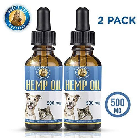 Colt's Pet Supplies Hemp Oil for Dogs and Cats [ Two Pack 500 MG ] Laboratory Tested | All Natural Pain Relief for Dogs, Calming, Hip, and Joint Support | Stress and Anxiety Relief