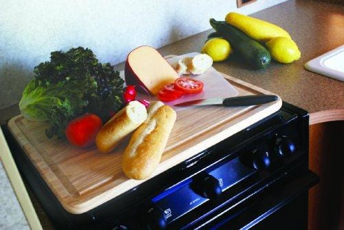 Camco Hardwood Cutting Board and Stove Topper With Non-Skid Backing, Includes Flexible Cutting Mat