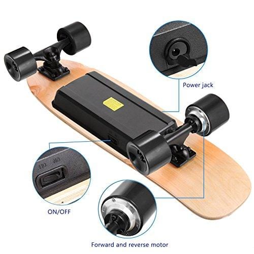 Elevens Electric Skateboard 10 MPH 10 Miles, 120W Motorized Electric Longboard Body Induction 28''