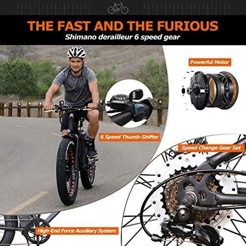 NAKTO Electric Bike Mountain Ebike with 300W/350W/500W 36V/48V Lithium Battery (500W48V12A)