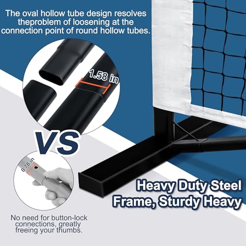 LAOFEIXIE Portable Pickleball Net, Heavy-Duty 22 FT Regulation Size Pickle Ball Net Portable Outdoor with Steady Metal Frame and Strong PE Net, Portable Pickleball Net for Driveway with Carrying Bag