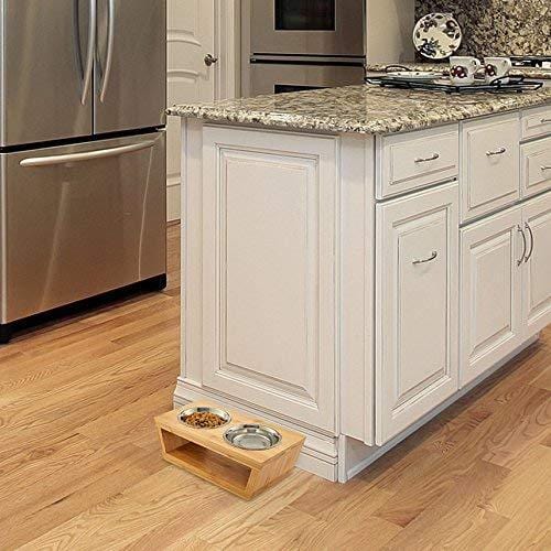 Premium Elevated Dog and Cat Pet Feeder, Double Bowl Raised Stand Comes with Extra Two Stainless Steel Bowls. Perfect for Small Dogs and Cats