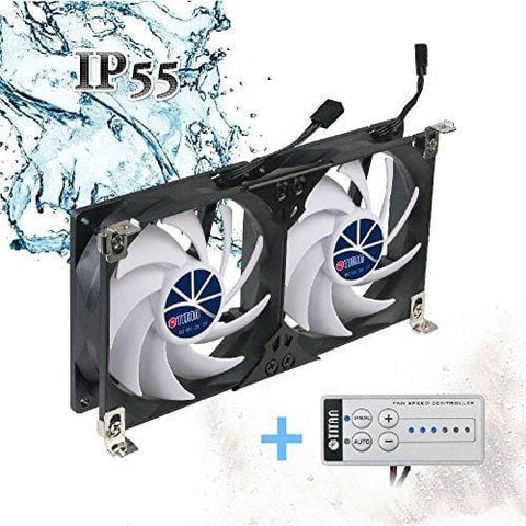 TITAN- 12V 120mm DC Double Rack Mount Ventilation Cooling fan for Fridge Vent and Ventilation Grille with Speed Controller (120mm) TTC-SC22(B)
