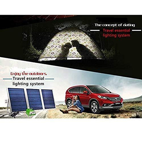 [30W Panel Foldable] HKYH Solar Panel Lighting Kit, Solar Home DC System Kit, USB Solar Charger with 4 LED Light Bulb as Emergency Light and 5 Mobile Phone Charger/5V 2A Output Can Charge Power Bank