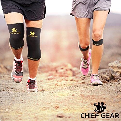 Copper Knee Sleeves (1 Pair) with FREE Patella Knee Braces (1 Pair) - GUARANTEED Best Copper Infused Fit - Compression & Recovery Sleeves - Both Men & Women - by Copper Chief Gear (M)