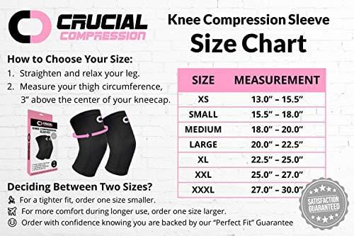 Knee Brace Compression Sleeve (1 Pair) - Best Knee Support Braces for Meniscus Tear, Arthritis, Joint Pain Relief, Injury Recovery, ACL, MCL, Running, Workout, Basketball, Sports, Men and Women [product _type] Crucial Compression - Ultra Pickleball - The Pickleball Paddle MegaStore