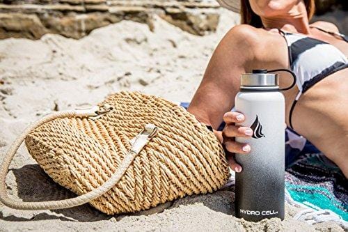 HYDRO CELL Stainless Steel Water Bottle with Straw & Wide Mouth Lids (40oz) - Keeps Liquids Perfectly Hot or Cold with Double Wall Vacuum Insulated Sweat Proof Sport Design (Black/White 40oz) [product _type] HYDRO CELL - Ultra Pickleball - The Pickleball Paddle MegaStore