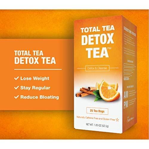 Total Tea Gentle Detox Tea. Caffeine Free - Keto Diet - Gluten Free Herbal Tea Cleanse Supplement with Senna - Liver Detox Cleanse for Weight Loss - Colon Cleanse Sleep Tea Paleo - 25 Sealed Teabags