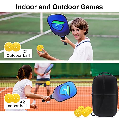 Grarg Graphite Pickleball Paddles Set, USAPA Standard 2 Pickleball Rackets and 4 Indoor & Outdoor Pickleballs Balls with Pickleball Bag for Women Men and Beginners Rackets Indoor Outdoor Sports