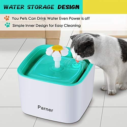 PARNER Pet Water Fountain, 2.5L Flower Pet Dispenser, Super Quiet Automatic Drinking Water Bowl for Cat & Dog