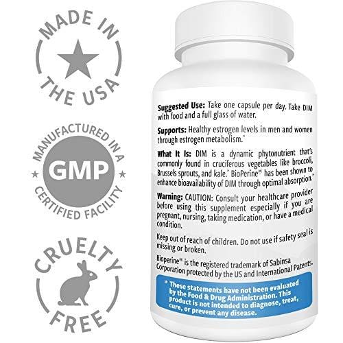 DIM Supplement 200mg - DIM Diindolylmethane Plus BioPerine 60-Day Supply of DIM for Estrogen Balance, Hormone Menopause Relief, Acne Treatment, PCOS, Bodybuilding