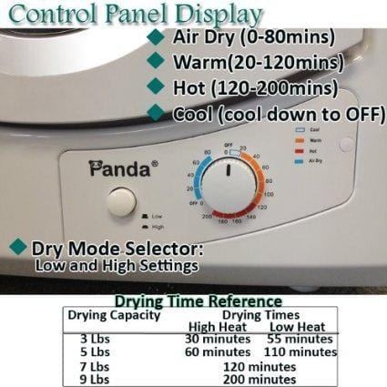 Panda 2.65 cu.ft Compact Laundry Dryer, White