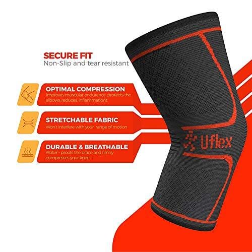 UFlex Athletics Knee Compression Sleeve Support for Running, Jogging, Sports - Brace for Joint Pain Relief, Arthritis and Injury Recovery - Single Wrap (X-Large)