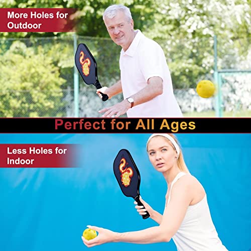 TNELTUEB Pickleball Paddle Set of 4 with 8 Balls A Portable Bag USAPA Approved Lightweight Pickleball Paddles Racquet in Advanced Fiberglass Surface, Polypropylene Honeycomb Core for Kids Men