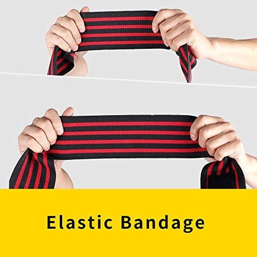 HYFAN Professional Elbow Wrist Wraps 40" Elastic Elbow Support for Weightlifting Workout Bodybuilding Gym Fitness (Red)