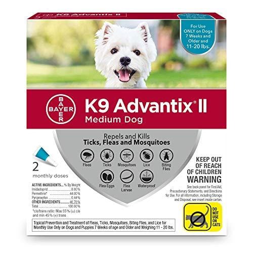 Bayer K9 Advantix II Flea, Tick and Mosquito Prevention for Medium Dogs, 11 - 20 lb, 2 doses