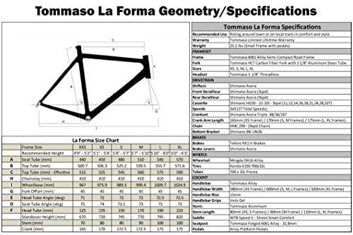 Tommaso La Forma Lightweight Aluminum Hybrid Bike -Black/White - Small