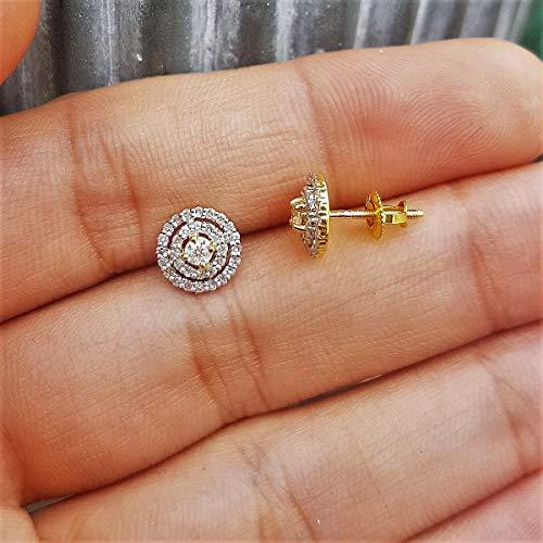 Dazzlingrock Collection 0.41 Carat (ctw) 14K Round Cut White Diamond Ladies Halo Style Stud Earrings, Yellow Gold