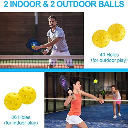 BYKUTA Pickleball Paddles, USAPA Standard Graphite Carbon Fiber Pickleball Set, Lightweight Pickleball Rackets Set, with 4 Outdoor/Indoor Pickle Balls, 1 Portable Backpack, Gifts for Women Men