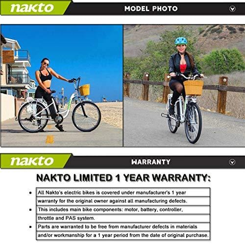 NAKTO Adult Electric Bicycles 26" Electric Bikes for 36V/10Ah/12Ah Ebikes(Camel White)