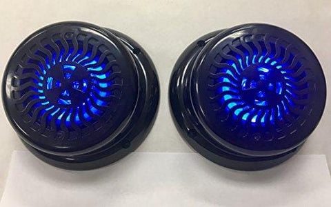 2 RV Marine Gloss Black Wavy Blue LED 5.25" Flush Mount Speaker UV Waterproof