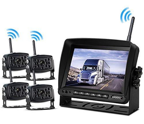 Wireless Backup Camera with Monitor System Split Screen for RV Rearview Reversing Back Camera No Interface IP69 Waterproof + Big 7'' Wireless Monitor for Truck Trailer Heavy Box Truck Motorhome ...