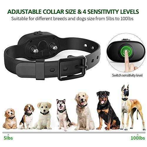 Dog Bark Collar, Humane Anti Barking Training Collar, Adjustable Stop Barking Collar for Small Medium Large Dogs, Best No Barking Control Dog Collar by Moer Sky