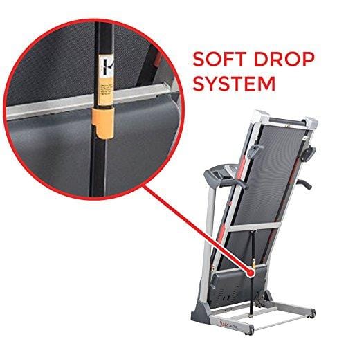 Sunny Health & Fitness SF-T7603 Electric Treadmill w/ 9 Programs, 3 Manual Incline, Easy Handrail Controls & Preset Button Speeds, Soft Drop System