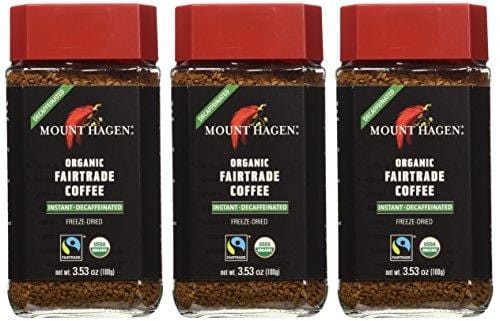 Mount Hagen: Organic Café Decaffeinated Freeze Dried Instant Coffee (3 X 3.53 Oz) (Pack of 3)