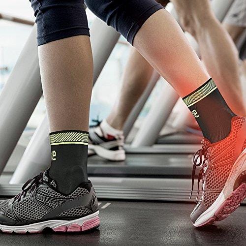 Protle Foot Socks Ankle Brace Compression Support Sleeve with Silicone Gel - Boosts Recovery from Joint Pain, Sprain, Plantar Fasciitis, Heel Spur, Achilles tendonitis (Large, Pair-Black)