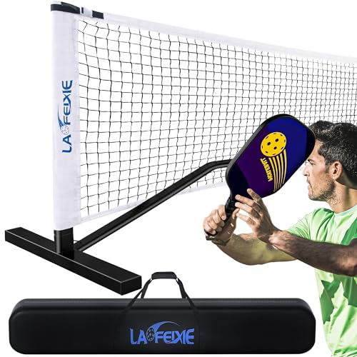 LAOFEIXIE Portable Pickleball Net, Heavy-Duty 22 FT Regulation Size Pickle Ball Net Portable Outdoor with Steady Metal Frame and Strong PE Net, Portable Pickleball Net for Driveway with Carrying Bag