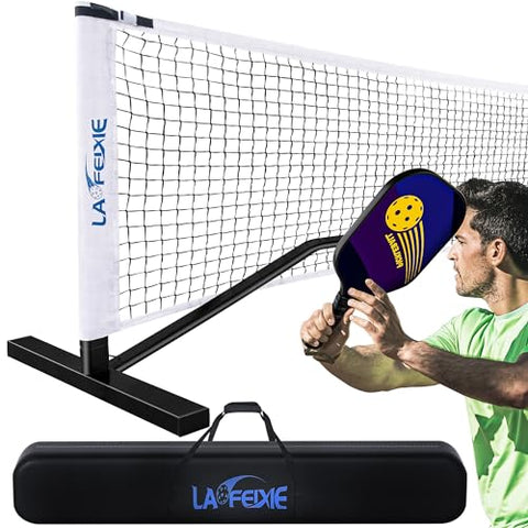 LAOFEIXIE Portable Pickleball Net, Heavy-Duty 22 FT Regulation Size Pickle Ball Net Portable Outdoor with Steady Metal Frame and Strong PE Net, Portable Pickleball Net for Driveway with Carrying Bag
