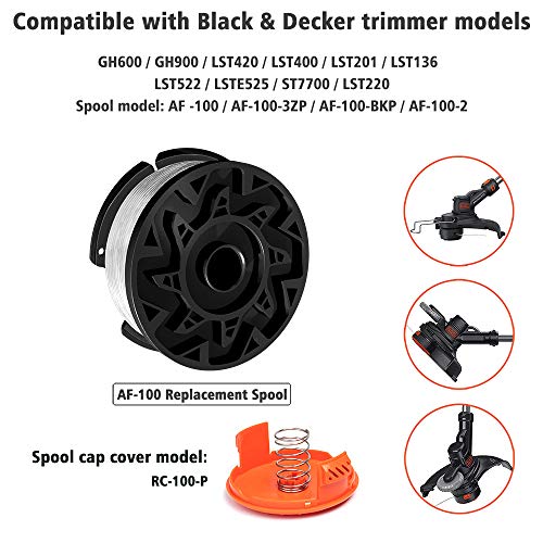 X Home Durable AF-100 Pre-Wound Spools and Cap Combo Set, Compatible with Most Black and Decker String Trimmers, Easy to Install, (6 x Spool + 1 x Cap)
