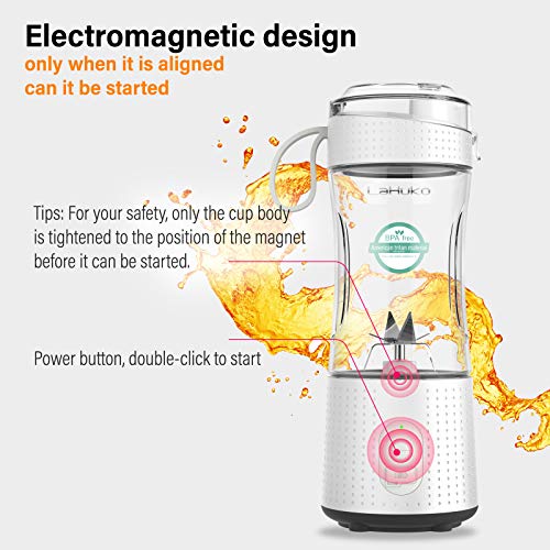 LaHuko Portable Blender Personal Size Blender Juicer Cup Juice Crushed-ice Smoothie Shake,USB Rechargeable,380ml Waterproof Blender Outdoor Picnic Travel Gym