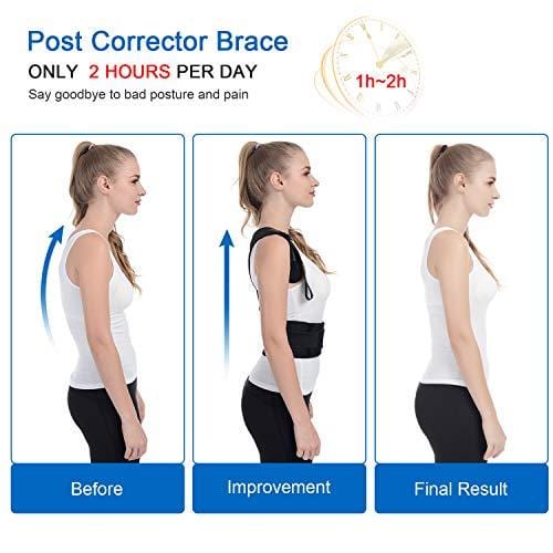 Back Brace Posture Corrector XL for Women Men with Magnetic Stone Adjustable Neoprene Straps Improves Posture and Provides Lumbar Support for Lower and Upper Back Pain