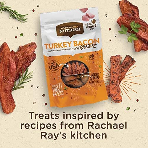 Rachael Ray Nutrish Turkey Bacon Grain Free Dog Treats, Hickory Smoked Turkey Bacon Recipe, 12 Oz.