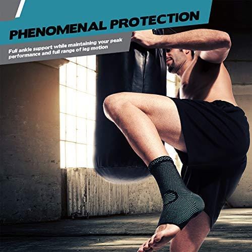 POWERLIX Ankle Brace Compression Support Sleeve (Pair) for Injury Recovery, Joint Pain and More. Plantar Fasciitis Foot Socks with Arch Support, Eases Swelling, Heel Spurs, Achilles Tendon