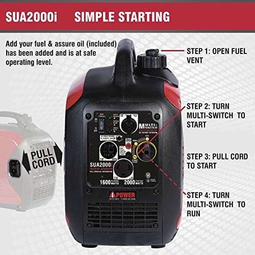 A-iPower SUA2000iV Super Quiet 2000-Watt Portable Inverter Generator CARB/EPA, 2000 Watt, RV Ready