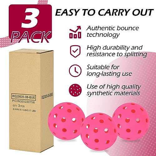 RayChee Outdoor Pickleball Balls, 40 Holes Pickleballs 3/12/48 Pack for Sport Outdoor Play, High Bounce Pickle Balls Outside for All Style Pickleball Paddle & Court w/Mesh Bag