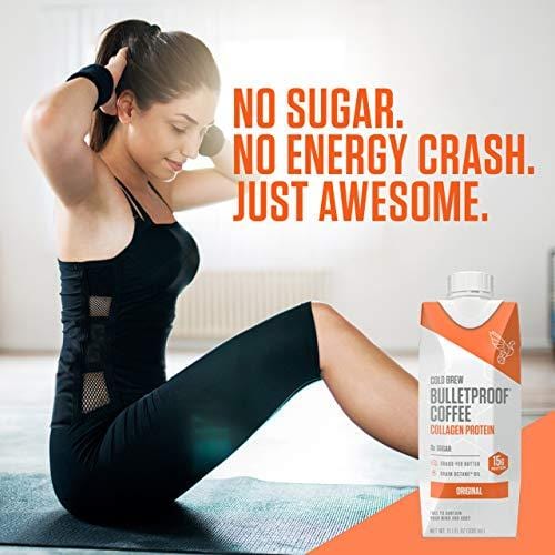 Bulletproof Cold Brew Coffee Plus Collagen, Original Flavor, Keto Friendly, Sugar Free, with Brain Octane oil and Grass-fed Butter (12 Pack)