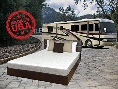 TRAVEL HAPPY WITH A 8 INCH SHORT QUEEN (60" x 75" Inches) Cool Sleep Gel Memory Foam Mattress with Premium Textured 8-Way Stretch Cover for Campers, Rv's and Trailers MADE IN THE USA
