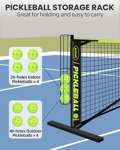 Bltend Pickleball Net, 22FT Regulation Size Portable Pickleball Set with Net, 8 Pickle Balls, Court Marker, Carry Bag and Tape Measure, Pickle Ball Net Gifts for Indoor Outdoor Driveway