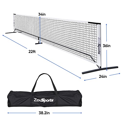 ZENY Portable Pickleball Net Set System with Metal Frame Stand and Regulation Size Net Including Carrying Bag Indoor Outdoor Game