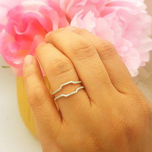 Dazzlingrock Collection 0.25 Carat (ctw) 10K White Diamond Wedding Band Enhancer Guard Ring 1/4 CT, Rose Gold, Size 6