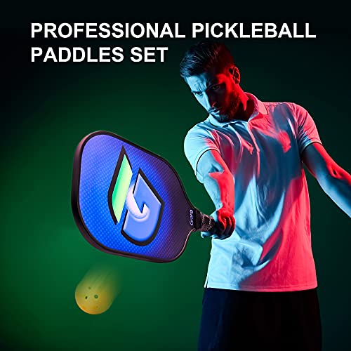Grarg Graphite Pickleball Paddles Set, USAPA Standard 2 Pickleball Rackets and 4 Indoor & Outdoor Pickleballs Balls with Pickleball Bag for Women Men and Beginners Rackets Indoor Outdoor Sports