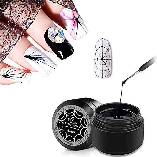 Mggsndi Nail Polish Gel,Creative Elastic Nail Wire Painting Drawing Gel DIY Spider Painted UV Lacquer Varnish Base Manicure Kit Decor Nail Art Supplies Tool Kit DIY Craft Jewelry Black