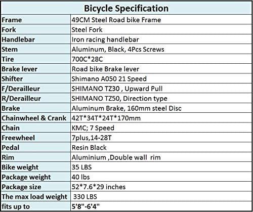 Eurobike Road Bike 700C Wheels 21 Speed Disc Brake Bicycle 49cm Cycling